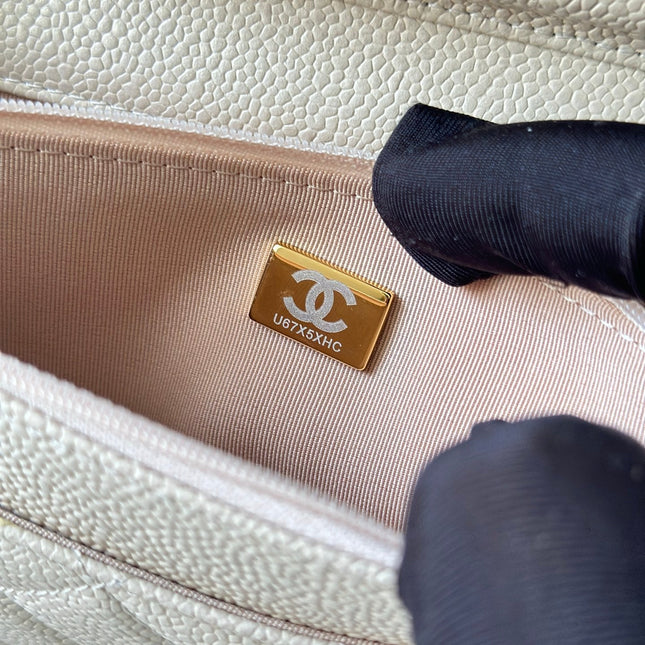 CHANEL 25S WALLET ON CHAIN 19 IN CREAM WHITE CAVIAR