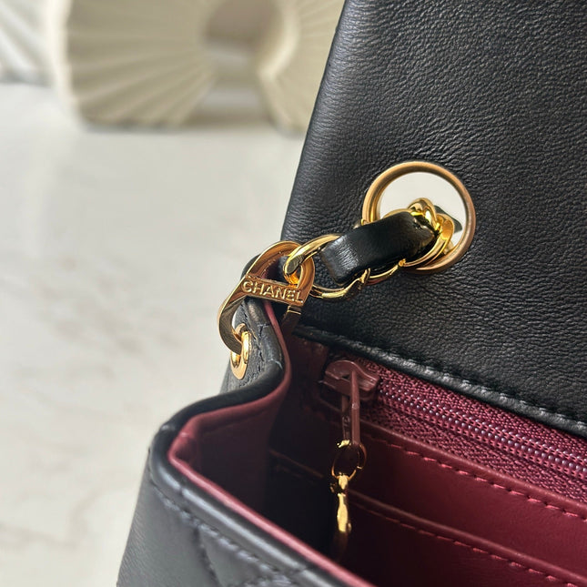 CHANEL 25S MINI FLAP BAG 18 IN BLACK LAMBSKIN WITH GOLD HARDWARE