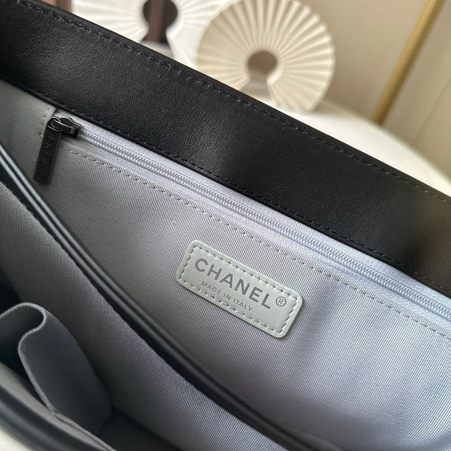 CHANEL 25S SHOULDER BAG 34 IN BLACK CALFSKIN