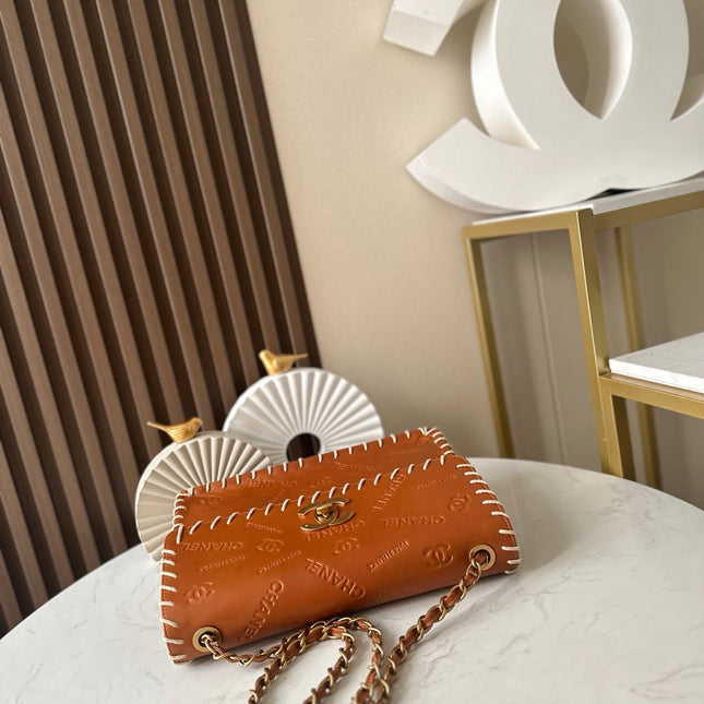 CHANEL 25S FLAP BAG 25 IN BROWN CALFSKIN WITH GOLD HARDWARE