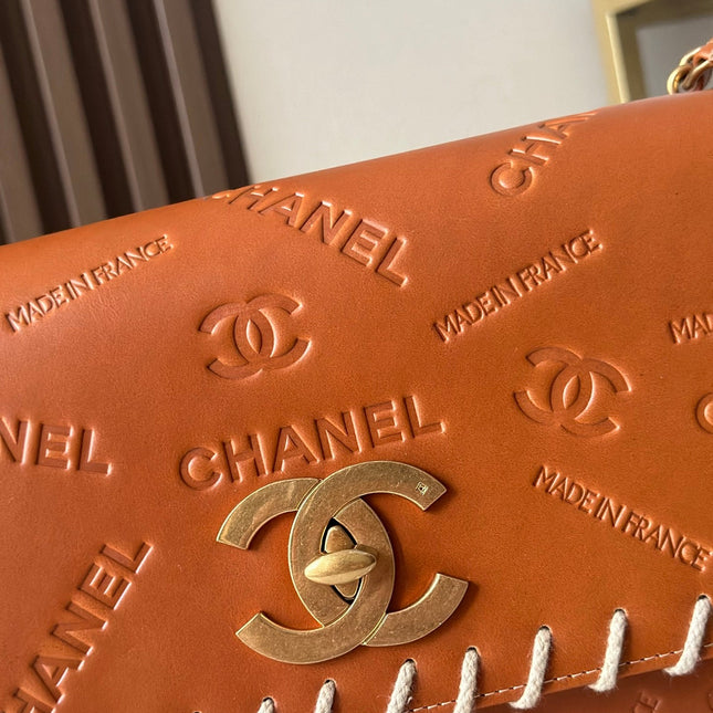 CHANEL 25S FLAP BAG 25 IN BROWN CALFSKIN WITH GOLD HARDWARE