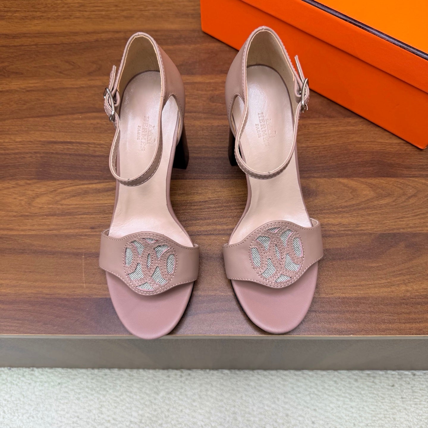 HM 26S MARQUISE SANDAL 85MM IN NUDE PINK CALFSKIN