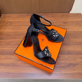 HM 26S MARQUISE SANDAL 85MM IN BLACK CALFSKIN