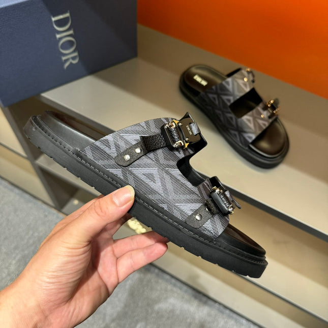 CD DOUBLE H-TOWN SANDAL BLACK CALFSKIN