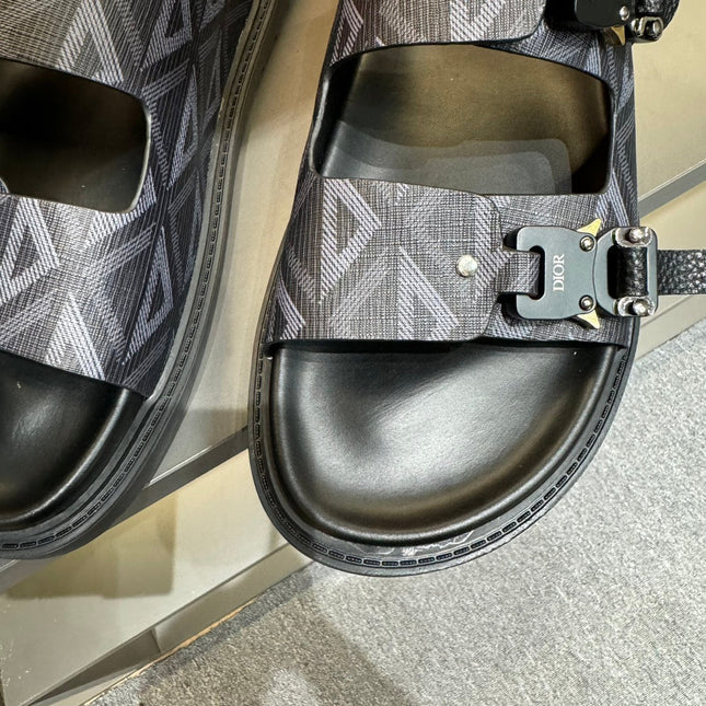 CD DOUBLE H-TOWN SANDAL BLACK CALFSKIN