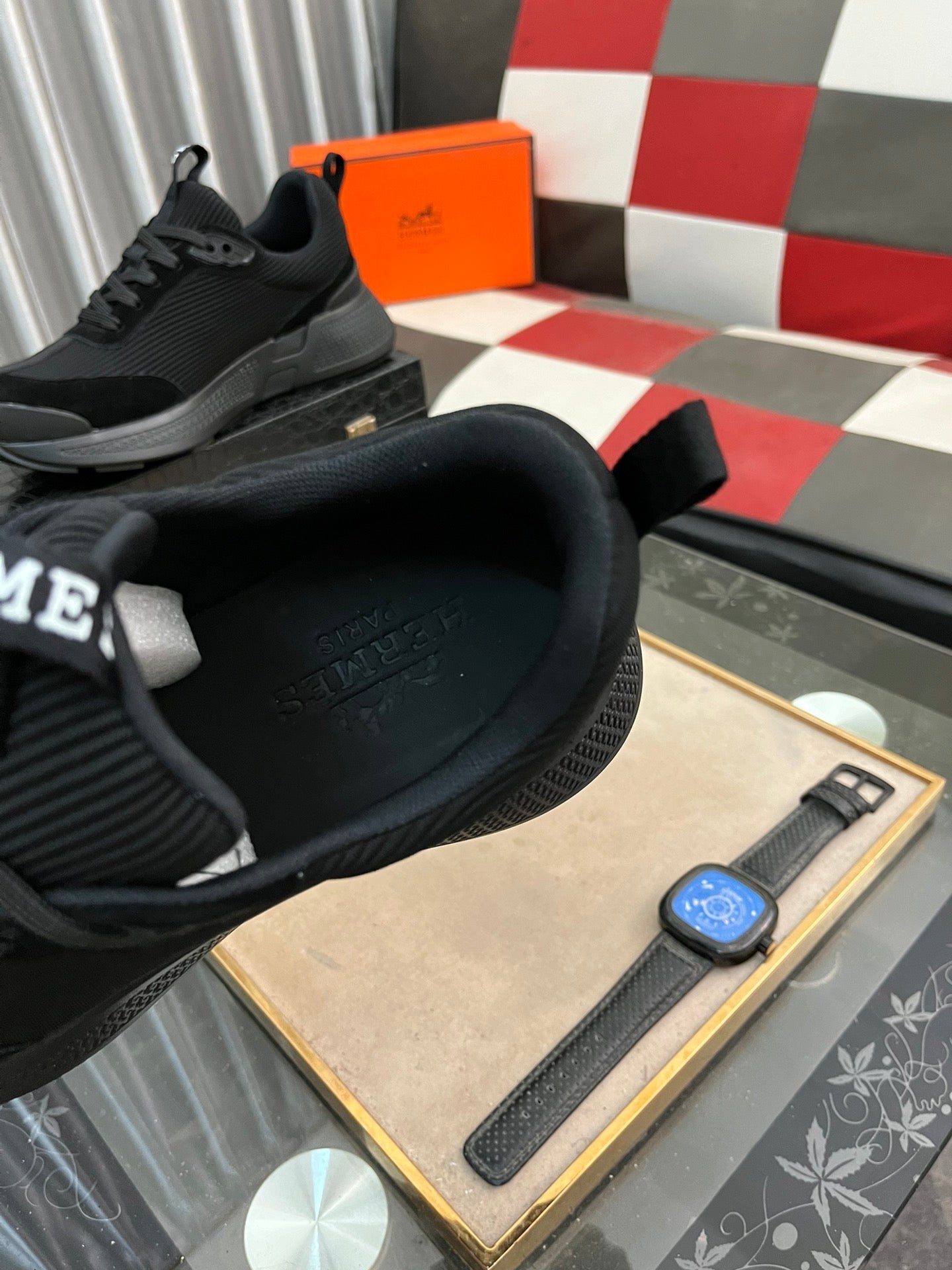 HM HUGO SNEAKER BLACK WEAVE AND SUEDE