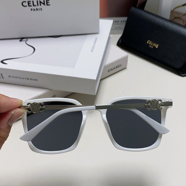 TRIOMPHE SUNGLASS 497817 IN WHITE METAL BLACK LENSES