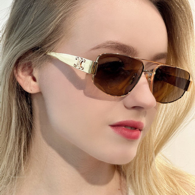 TRIOMPHE SUNGLASS 512998 IN GOLD METAL BROWN LENSES