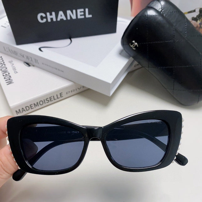 CAT EYE SUNGLASSES 632701 IN BLACK ACETATE EMBOSSED PEARL