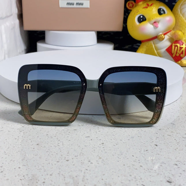 RUNWAY SQUARE SUNGLASSES 563197 IN TAN BLUE ACETATE