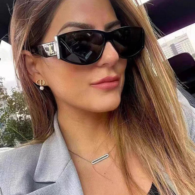 TRIOMPHE SUNGLASS 533220 IN BLACK ACETATE GOLD LOGO