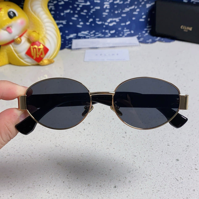 TRIOMPHE SUNGLASS 538532 IN BLACK ACETATE GOLD METAL