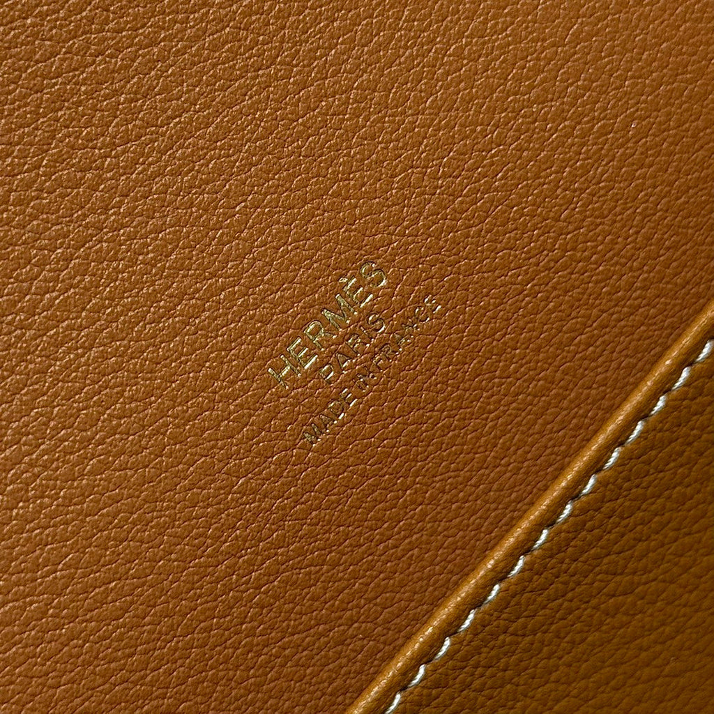 HM ROULIS 18 MINI BAG IN TAWNY BROWN CALFSKIN GOLD-TONE HARDWARE