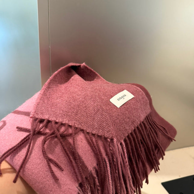 SCARF 200 CM IN SANGRIA RED MIX ROUGE PINK WOOL AND CASHMERE 411536