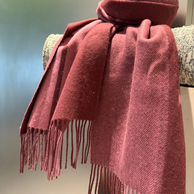 SCARF 200 CM IN SANGRIA RED MIX ROUGE PINK WOOL AND CASHMERE 411536