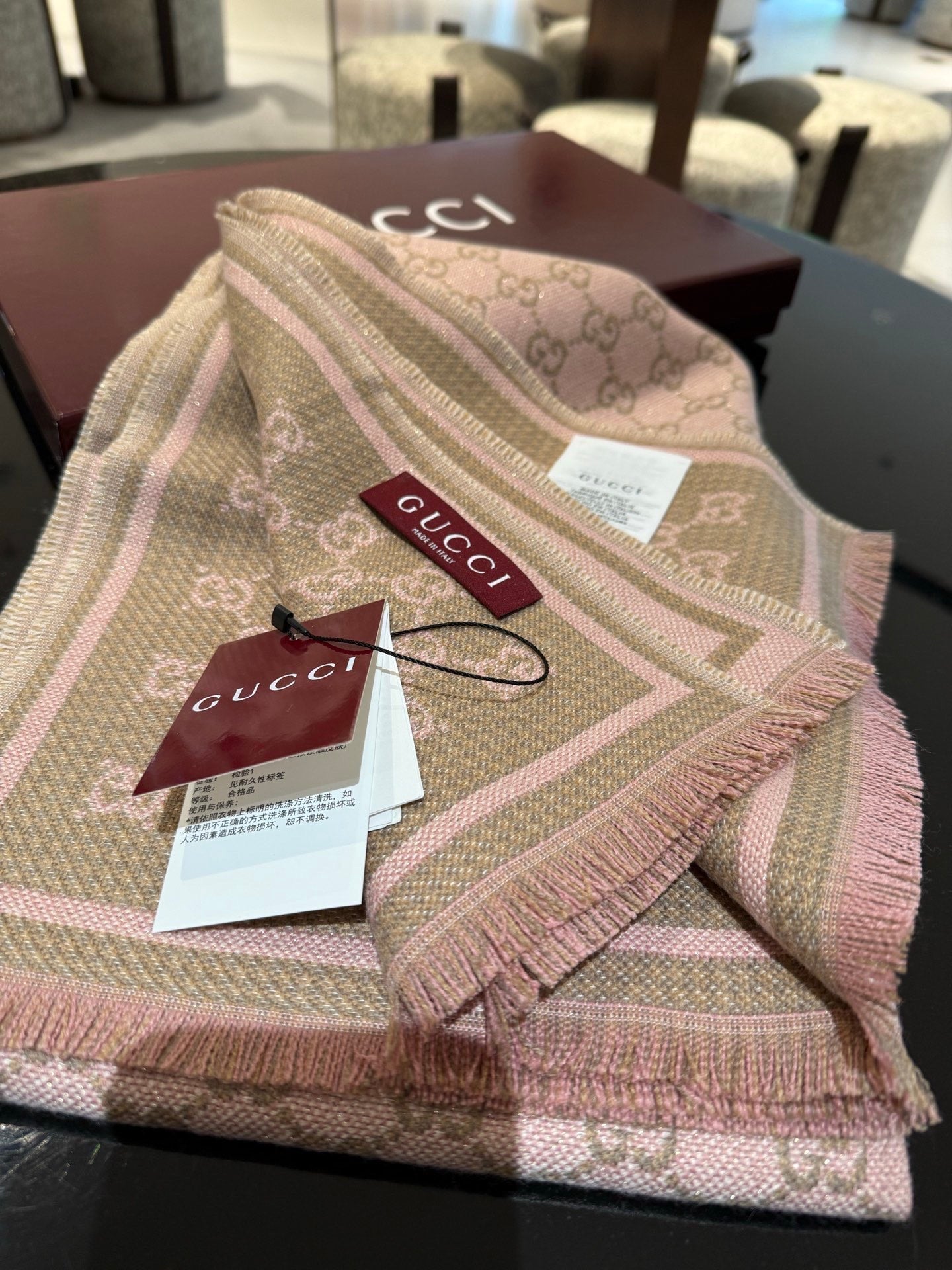 GUCCI 26S SCARF 180 IN CASHMERE AND SILK 309762