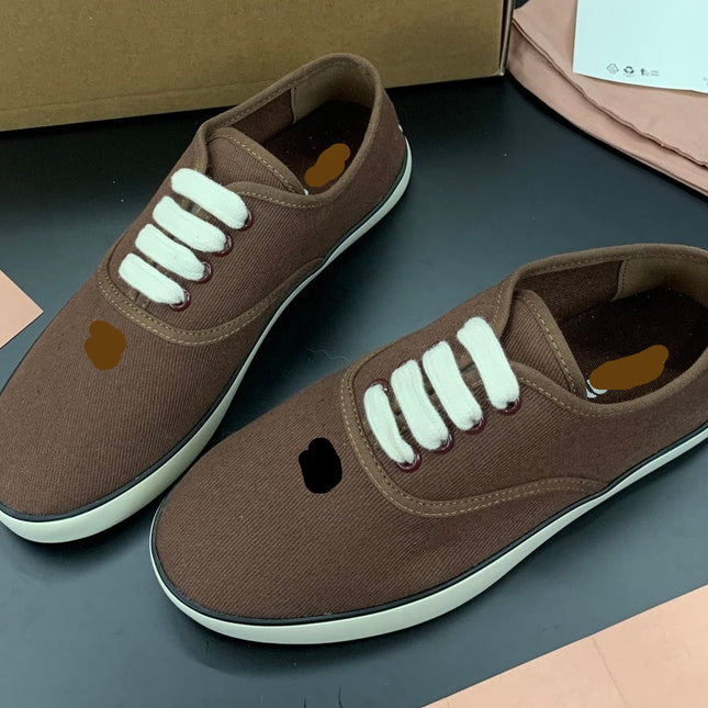 26S LACE UP SNEAKERS IN DARK BROWN CANVAS RUBBER SOLE