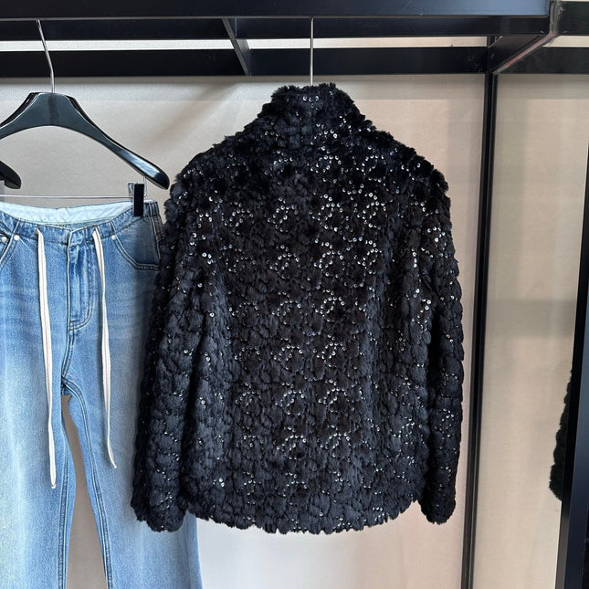 CHANEL 25S VELVET SEQUIN-EMBELLISHED JACKET 464