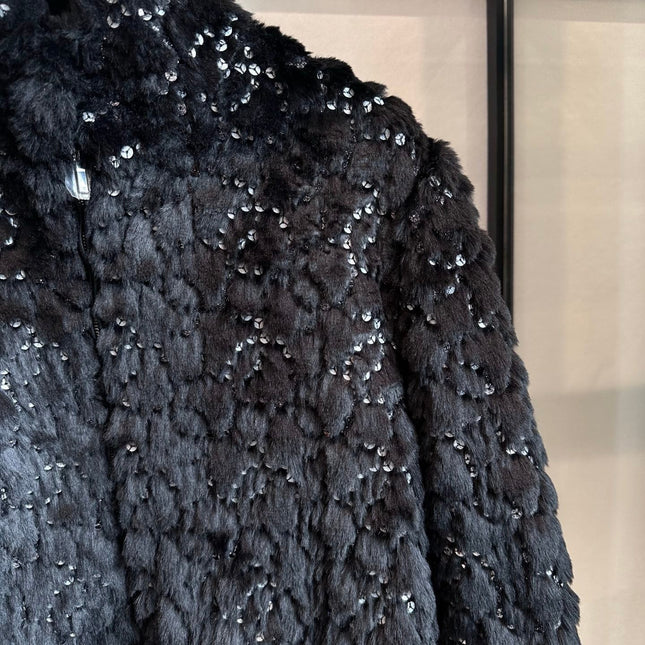 CHANEL 25S VELVET SEQUIN-EMBELLISHED JACKET 464