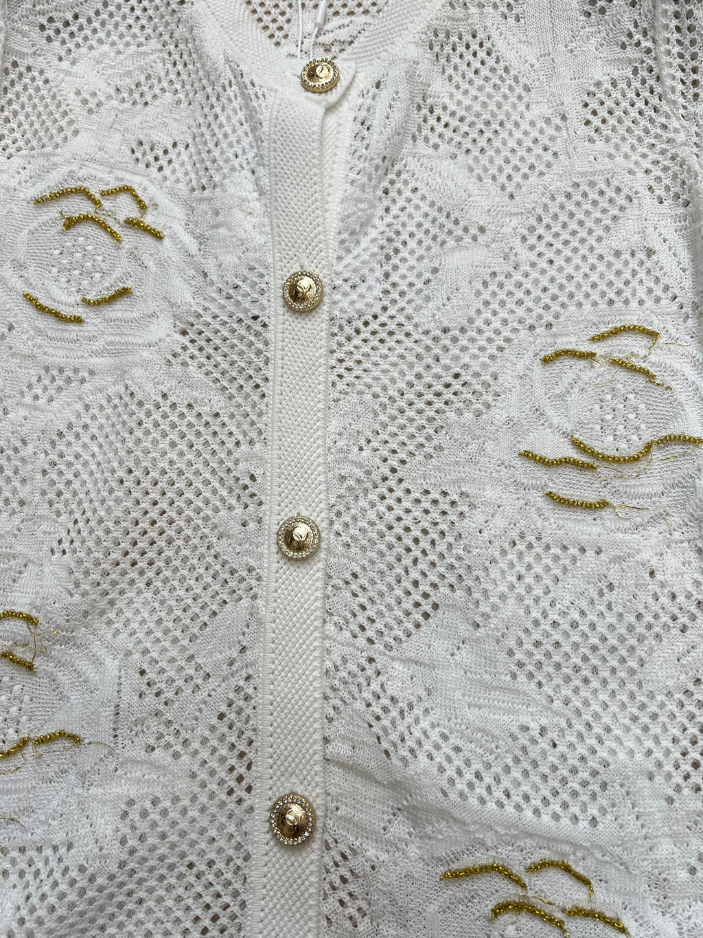 CHANEL 26S BUTTON-UP SHORT-SLEEVE KNIT TOP STYLE 1159