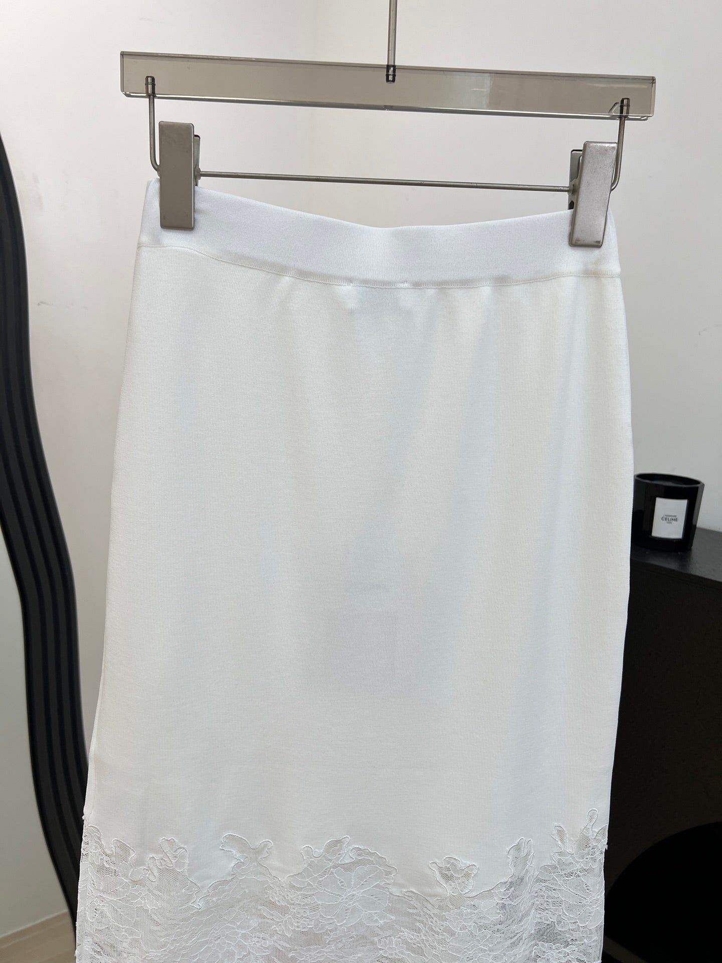 CHANEL 26S LACE HEM MIDI SKIRT 1314
