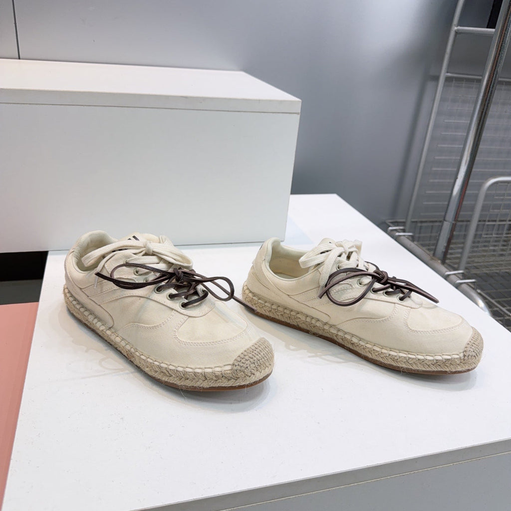MIUMIU 26S LACE UP ESPADRILLE SNEAKERS IN CREAM WHITE SUEDE ROPE SOLE