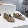 MIUMIU 26S SNEAKERS IN OLIVE BROWN MESH AND SUEDE
