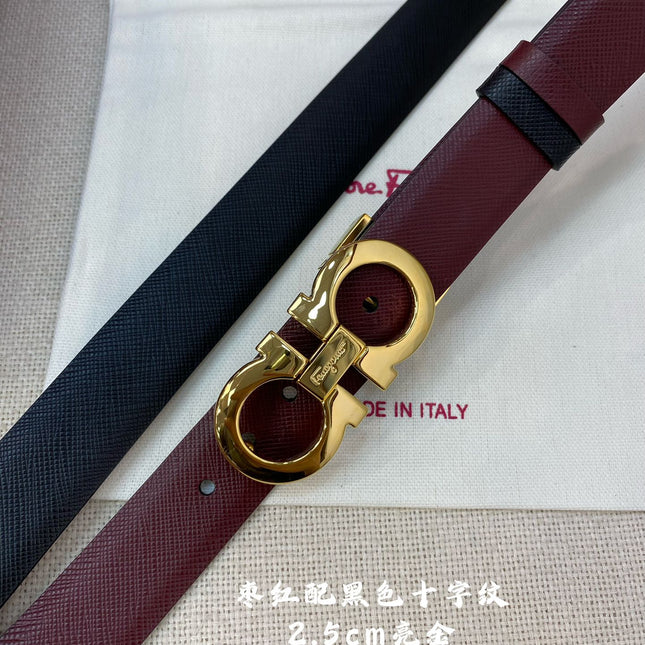 BELT 25MM IN BURGUNDY RED CALFSKIN 542774