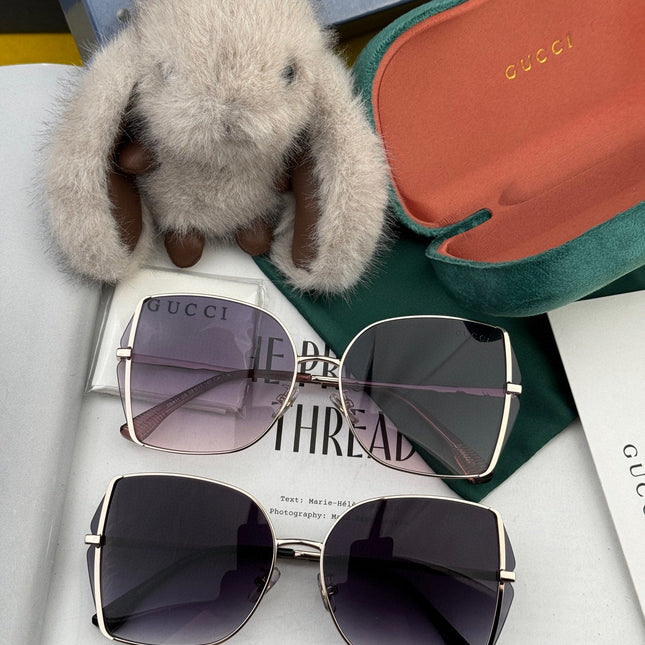 OVERSIZED RECTANGULAR FRAME SUNGLASSES G1641 IN METAL