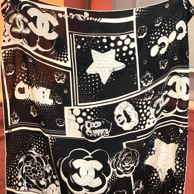 CHANEL 25S SCARF 140 IN SILK AND CASHMERE 931993