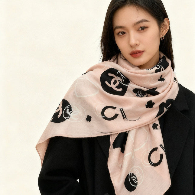CHANEL 25S SCARF 140 IN SILK AND CASHMERE 932003