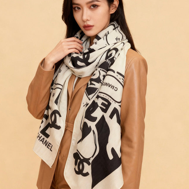CHANEL 25S SCARF 135 CM IN CASHMERE SILK 941790