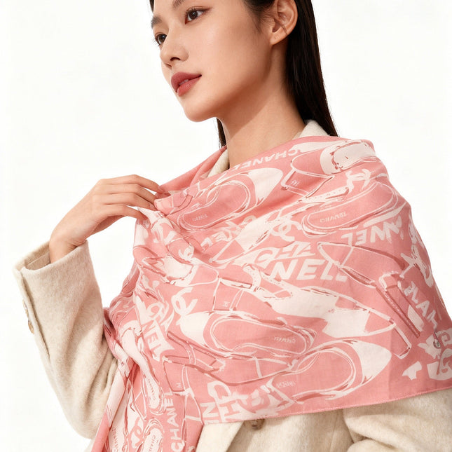 CHANEL 25S SCARF 135 CM IN CASHMERE SILK 941789