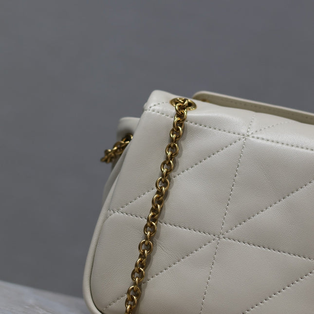 YSL 25S JAMIE MINI 20 IN BLANC VINTAGE LAMBSKIN GOLD HARDWARE