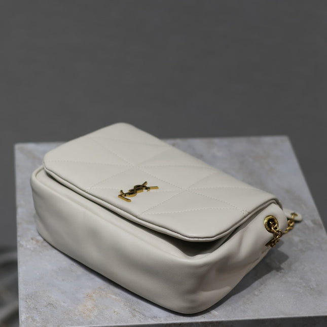 YSL 25S JAMIE MINI 20 IN BLANC VINTAGE LAMBSKIN GOLD HARDWARE