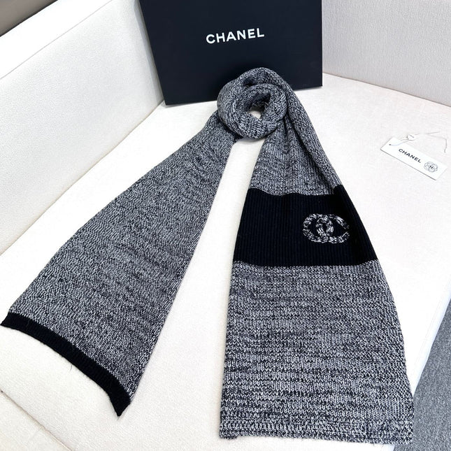 SCARF 180 CM IN SHARK GRAY MIX BLACK CASHMERE 389977