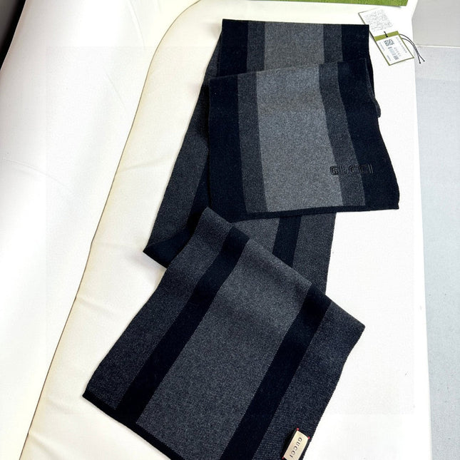 SCARF 180 CM IN BLACK MIX DARK GRAY CASHMERE 398446