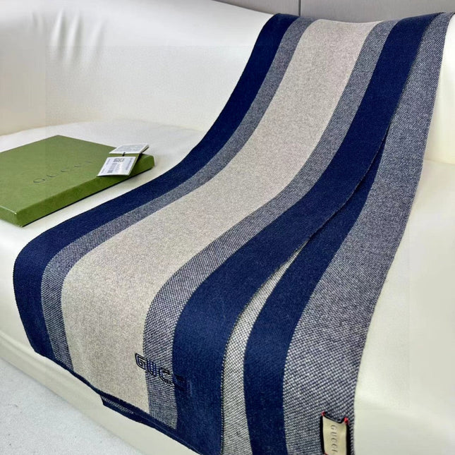 SCARF 180 CM IN NAVY BLUE MIX BEIGE CASHMERE 398448