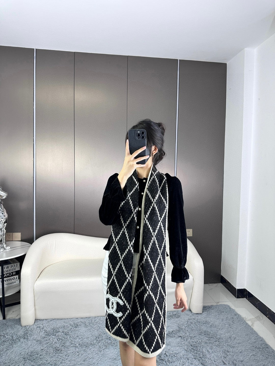 CHANEL 25S SCARF 180 IN WOOL 989768