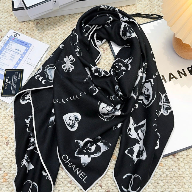 CHANEL 25S SCARF 140 CM IN CASHMERE SILK 943924