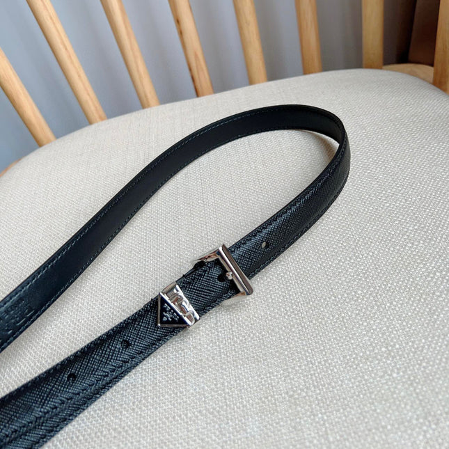 PRADA 25S BELT 15 MM IN BLACK CALFSKIN 571355