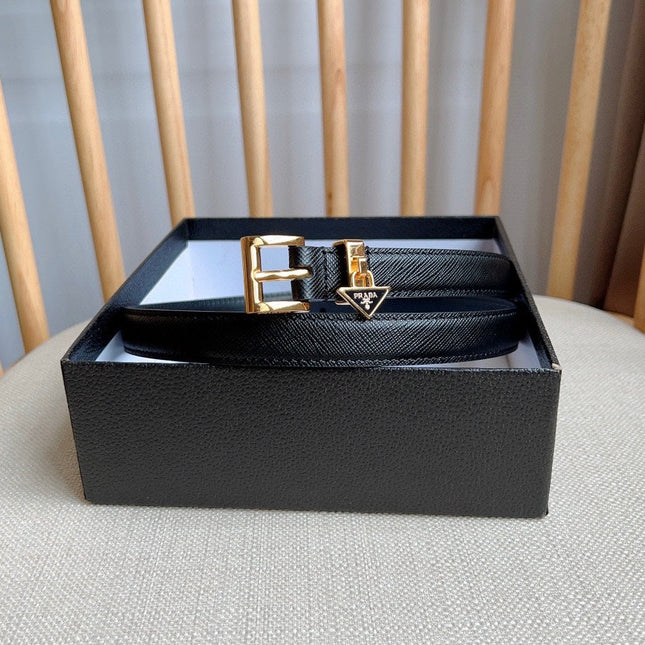 PRADA 25S BELT 15 MM IN BLACK CALFSKIN 571356