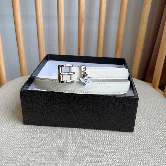 PRADA 25S BELT 15 MM IN WHITE CALFSKIN 571359
