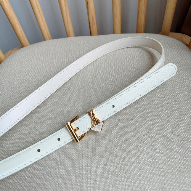 PRADA 25S BELT 15 MM IN WHITE CALFSKIN 571360