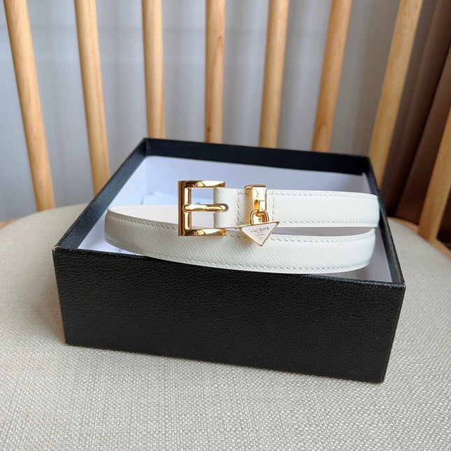 PRADA 25S BELT 15 MM IN WHITE CALFSKIN 571360