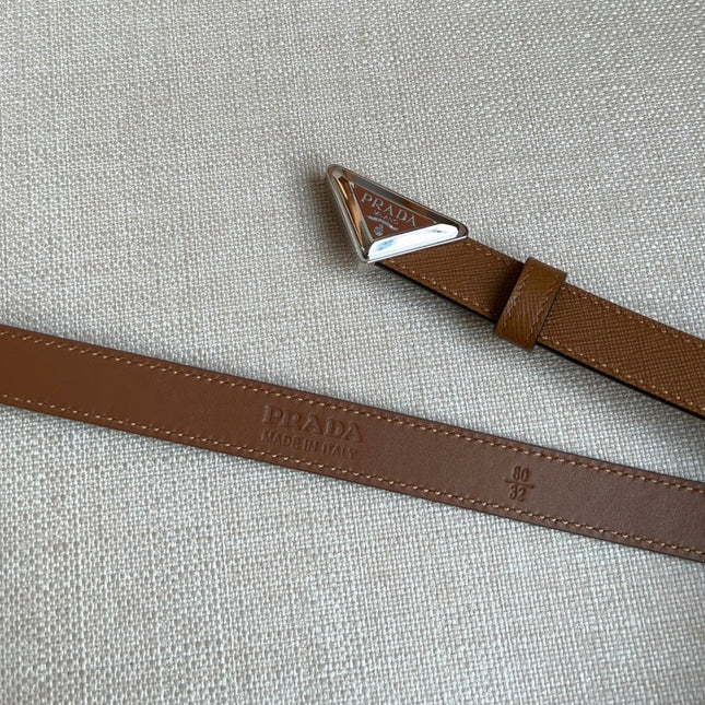 PRADA 25S BELT 20 MM IN BROWN CALFSKIN 571370