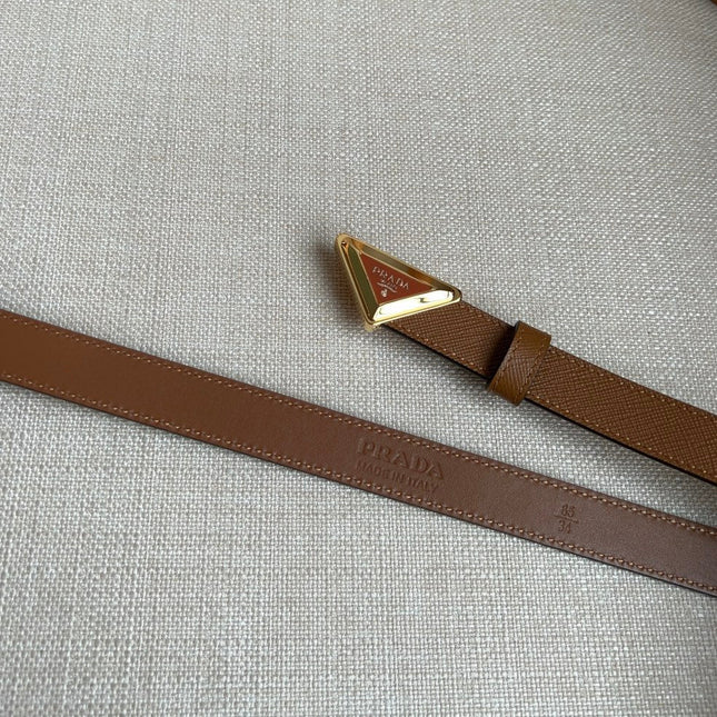 PRADA 25S BELT 20 MM IN BROWN CALFSKIN 571371