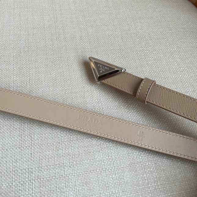 PRADA 25S BELT 20 MM IN BEIGE BROWN CALFSKIN 571383