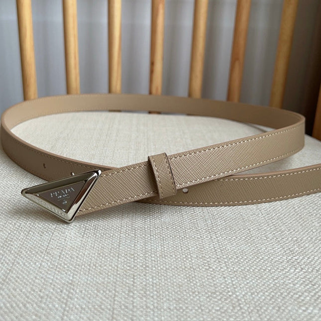 PRADA 25S BELT 20 MM IN BEIGE BROWN CALFSKIN 571383