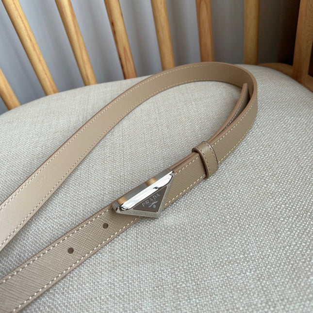 PRADA 25S BELT 20 MM IN BEIGE BROWN CALFSKIN 571383